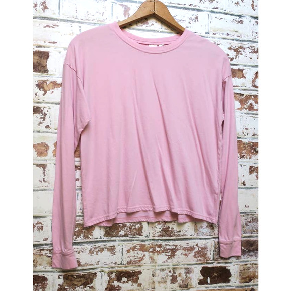 BP. Nordstrom Pink Long Sleeve Cropped Crew Neck Tee - Picture 2 of 6
